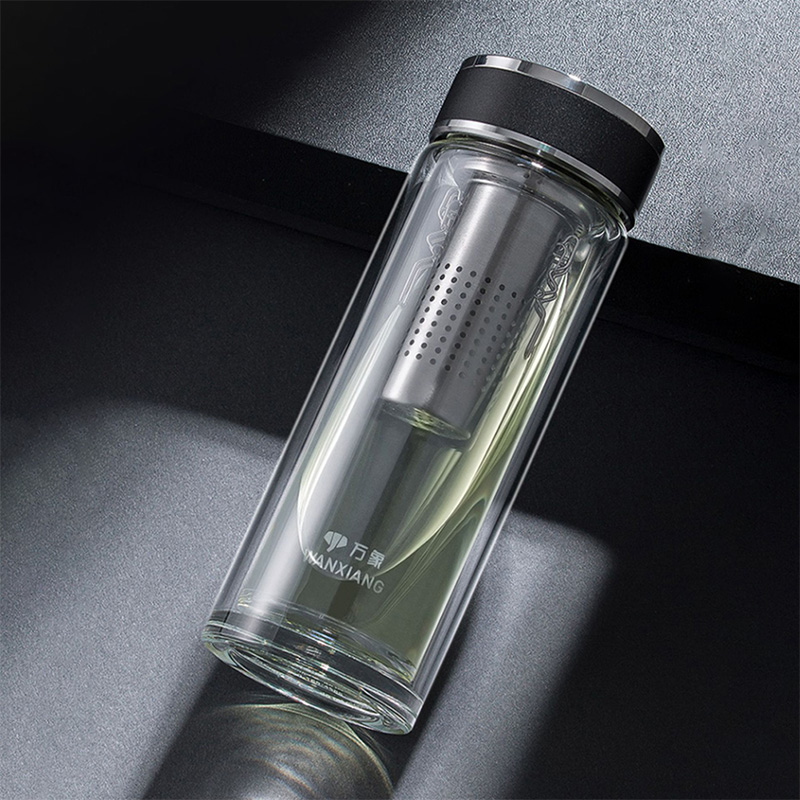 万象办公室茶水分离双层玻璃杯