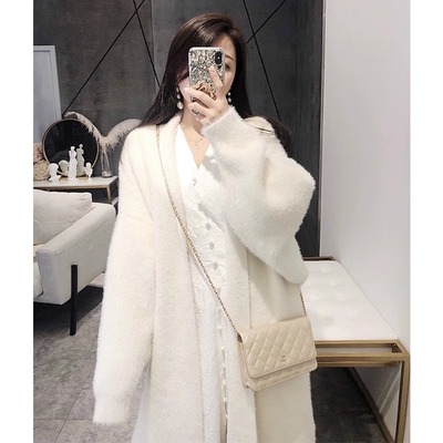 仿水貂开衫V领外穿不掉毛