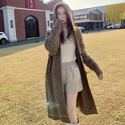 不起球的毛纱牛角扣连帽