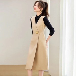 打底套裙 2025年新款 秋冬新款 两件套高级感打底背心连衣裙套装