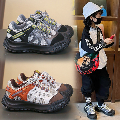 男女童防滑耐磨透气魔术贴登山鞋