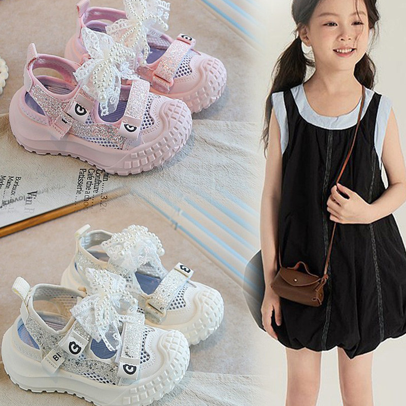 女童夏季·新款包头凉鞋公主风魔术贴软底儿童网面运动鞋镂空童鞋