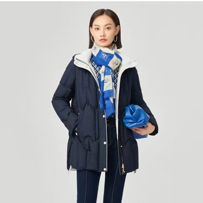 娜家女装2025商场同款冬季新款连帽白鹅绒御寒保暖显瘦羽绒服外套