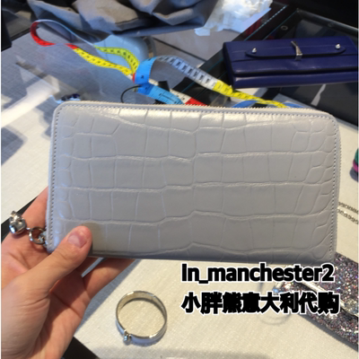 ALEXANDER MCQUEEN麦昆 经典骷髅鳄鱼纹牛皮全拉链钱包皮夹 正品