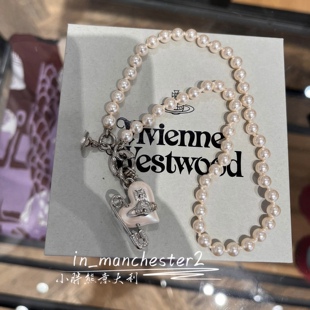 VIVIENNE WESTWOOD西太后复古百搭土星爱心回形针珍珠项链耳钉正