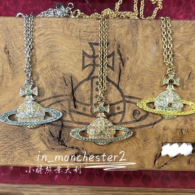 VIVIENNE WESTWOOD西太后经典土星KIKA百搭满钻男女款项链毛衣链