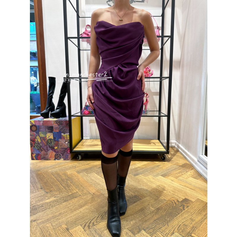 VIVIENNE WESTWOOD西太后经典土星POINTED胸衣褶皱连衣裙晚宴会裙