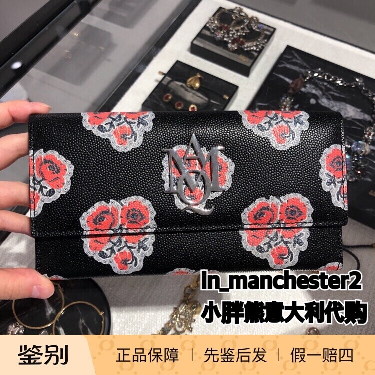 Alexander McQueen insignia花卉特别款牛皮钱包皮夹男女百搭正品