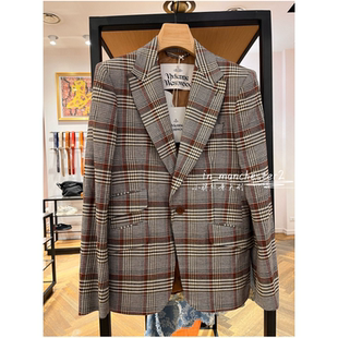 男女 土星格纹宽松单扣休闲百搭西装 VIVIENNE WESTWOOD西太后经典