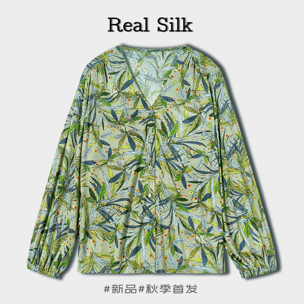 玲爽长袖休闲百搭桑蚕丝