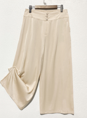 桑蚕丝阔腿裤真丝薄款垂感大脚裤2026年春季新款中老年休闲长裤女