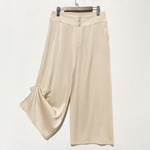 真丝薄款 中老年休闲长裤 垂感大脚裤 新款 女 2026年春季 桑蚕丝阔腿裤