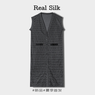 85桑蚕丝10羊绒5棉连衣裙无袖 宽松显瘦 女真丝坎肩长裙夏季