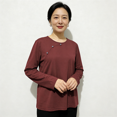 桑蚕丝长袖打底衫女真丝新中式2026年春季新款妈妈款内搭透气上衣