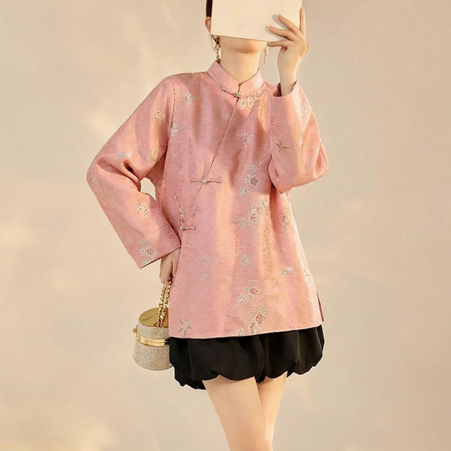 新中式盘扣斜襟汉服上衣衬衫