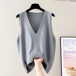 2025春秋新款羊毛马甲背心女士显瘦坎肩上衣宽松大码外穿毛线马夹