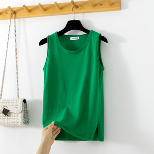 圆领打底衫 绿色大码 纯棉针织吊带工字背心上衣女2026内搭宽松无袖