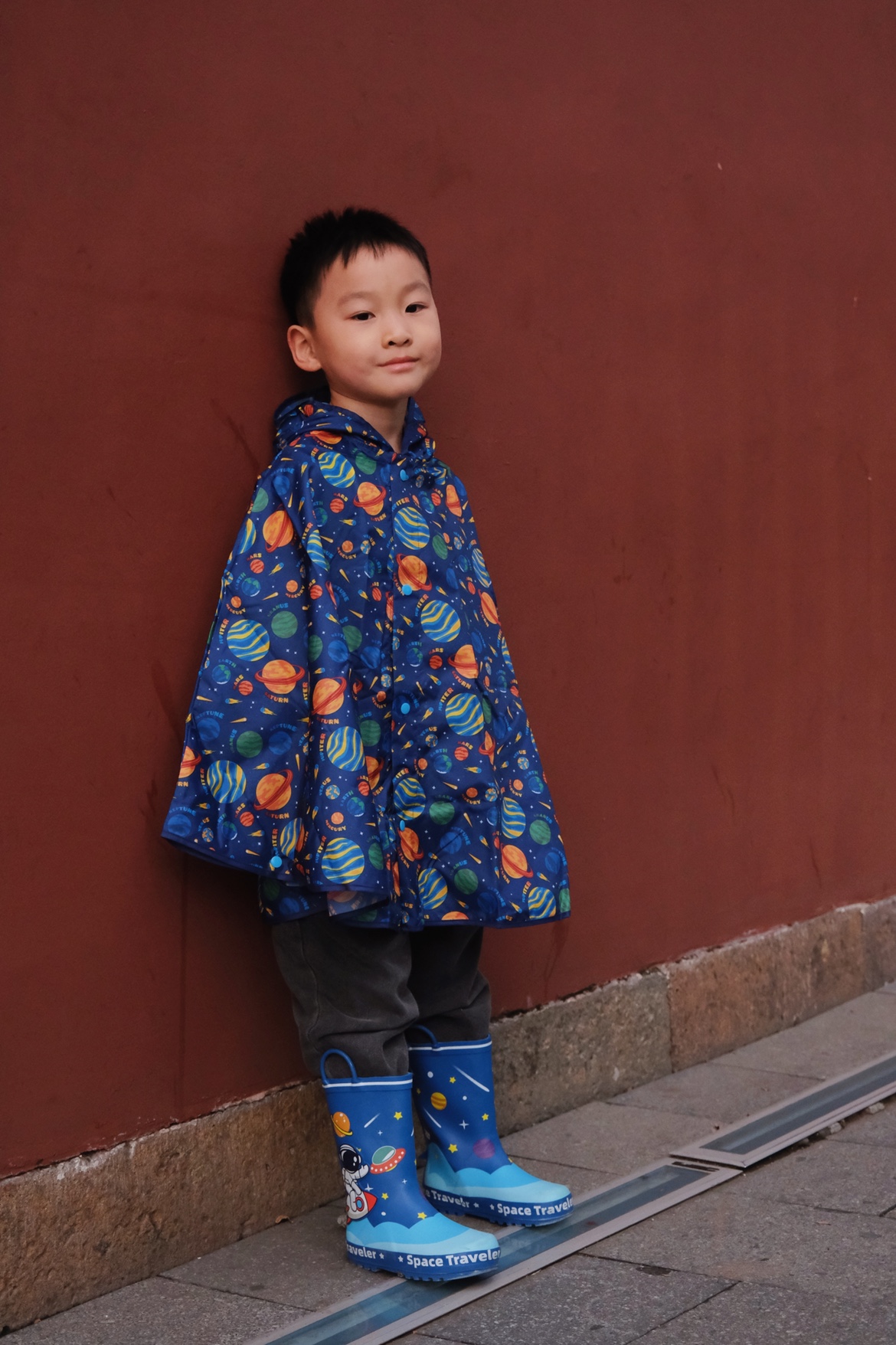 澳大利亚正品儿童雨衣男雨披斗篷式宝宝幼儿园小孩男童上学折叠