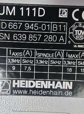 海德汉UM111D伺服电源模块，型号ID667 945-01[议]