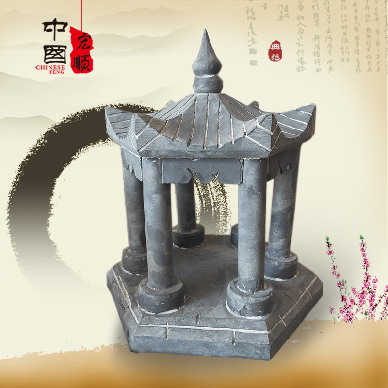 青石凉亭石亭摆件景观小石桥精品石头凉亭子六八角石亭子景观凉亭
