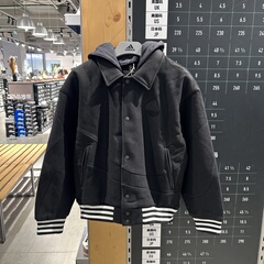 Adidas/阿迪达斯 美式棒球男子假两件冬季加绒休闲连帽外套IT0209