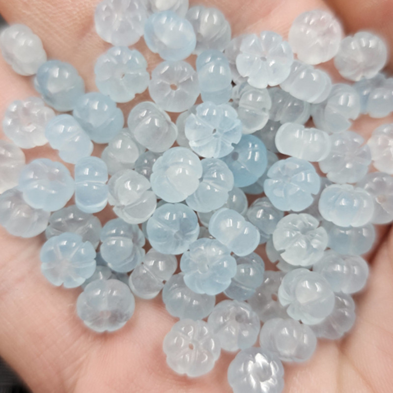 海蓝宝色石英岩玉南瓜珠玉石散珠图片