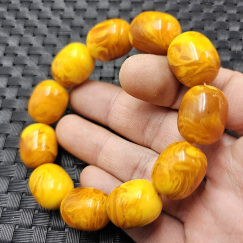 荧光浮盐水蜜蜡桶珠手链人造花蜜蜡路路通手链男女同款手串手饰