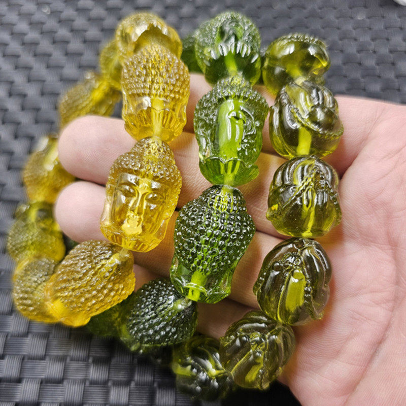 人造琥珀佛头手链仿金珀佛手手链男女同款手链饰品手串手饰手环
