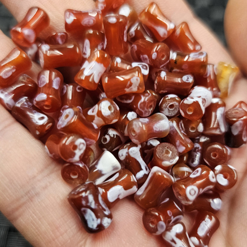 仿古玛瑙竹节玉石散珠红白玉髓