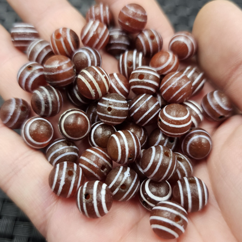 藏式包浆红白两眼天珠圆珠玉石散珠红缠丝玛瑙手链项链饰品配件珠