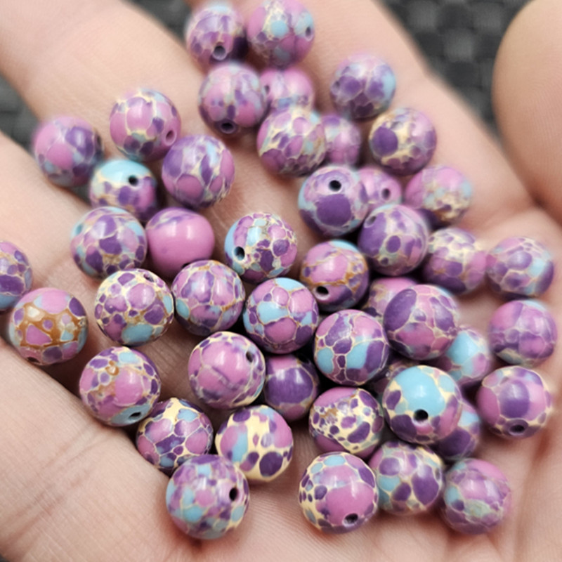 紫色圆珠仿玉石散珠10毫米