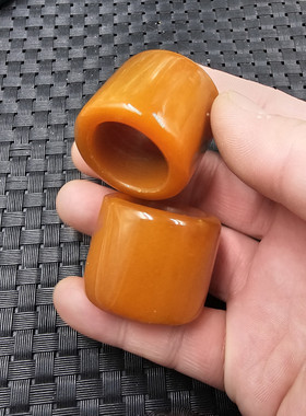 姜黄色玉石扳指加宽加大号仿古玉扳指男女同款扳指玉指环玉手饰