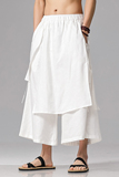 QT715-7103-P105夏季风男唐装阔腿裤休闲古装九分裤汉服-白，男装民族服装，钱塘715