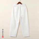 QT715-K899-P55风春秋棉麻提花休闲裤男直筒宽松大码裤子-灰，男装休闲裤，钱塘715