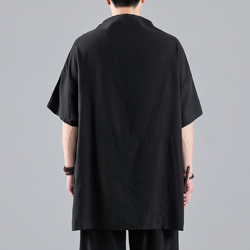QT715-T3-P75夏季风宽松垂感中袖衬衫情侣日系休闲小众衣服-1,男装衬衫,钱塘715