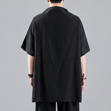 QT715-T3-P75夏季风宽松垂感中袖衬衫情侣日系休闲小众衣服-1，男装衬衫，钱塘715