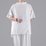 QT715-T3-P75夏季风宽松垂感中袖衬衫情侣日系休闲小众衣服-2，男装衬衫，钱塘715