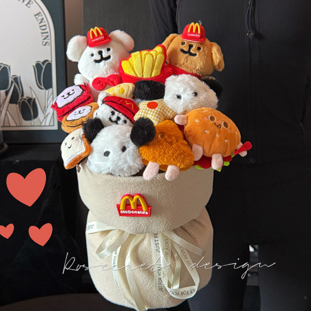 可爱冰淇淋造型麦当劳线条小狗花束送男友生日礼物圣诞元旦送女生