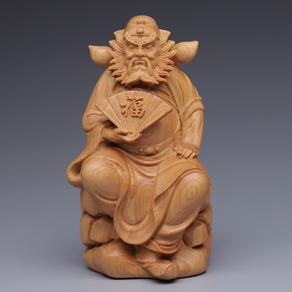 崖柏木雕刻钟馗神像摆件家居客厅装饰实木钟馗乔迁赠工艺品