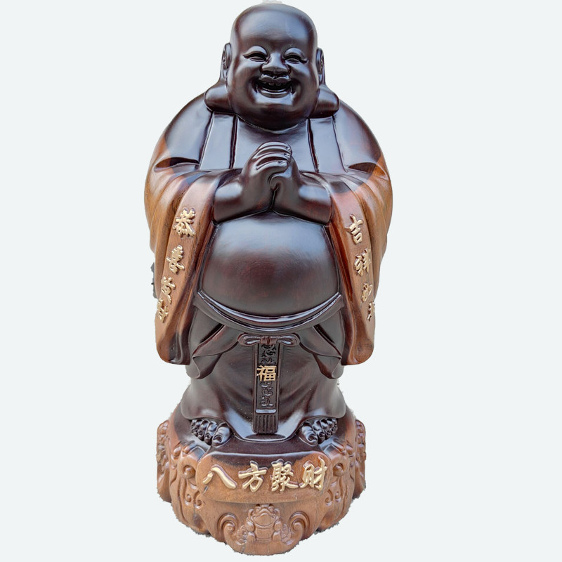 正宗府黑檀木雕弥勒佛像摆件八方聚财笑佛雕刻红木家居客厅工艺品