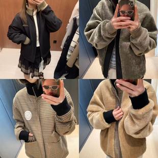 25s新高级百搭复古格纹纯色口袋双面夹克mrche 本 花一 上海高版