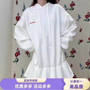 花一【上海定制】24ss秋冬休闲贴布花朵卫衣连帽连衣裙女shushuto