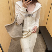 花一 甜美外套March 24ss新温柔软糯蝴蝶结针织开衫 上海高版 本