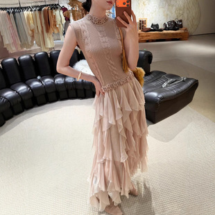 花一【上海高版本】25ss新高级百搭圣诞款重工针织钩花拼接连衣裙