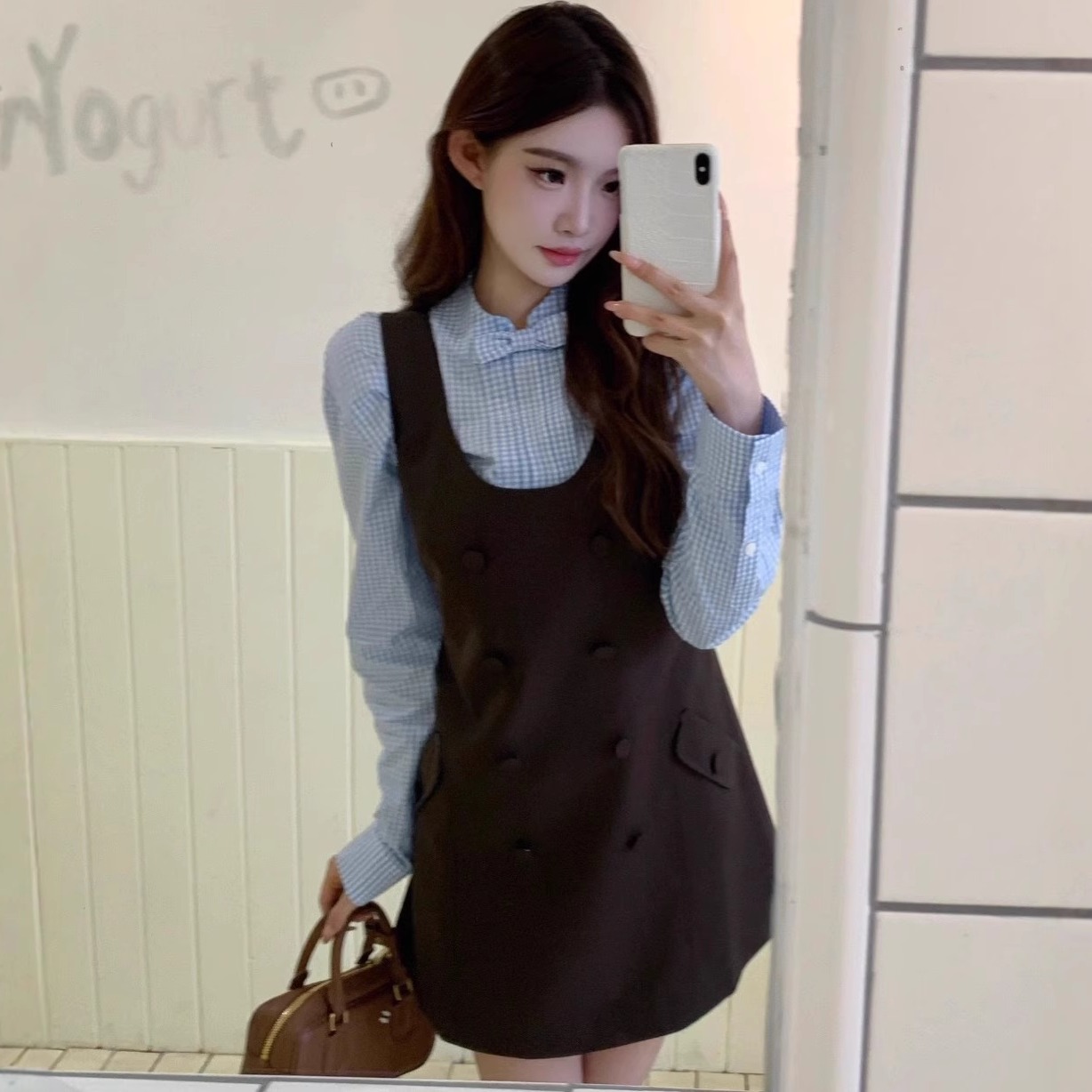 U领背心裙气质显瘦A字连衣裙女