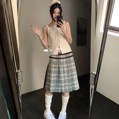 胡桃夹子双面格纹百褶半身裙