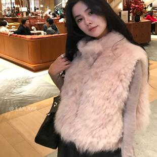 花一【耳朵仔子】 24ss新山羊绒环保皮草马甲毛毛外套短款背心女