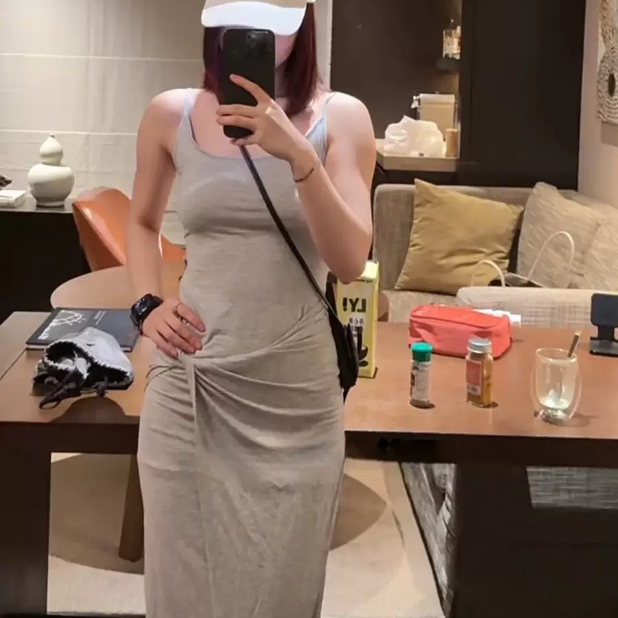 衣裙女修身显瘦螺纹棉长裙