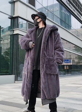 网红冬季中长款宽松皮草加厚棉衣