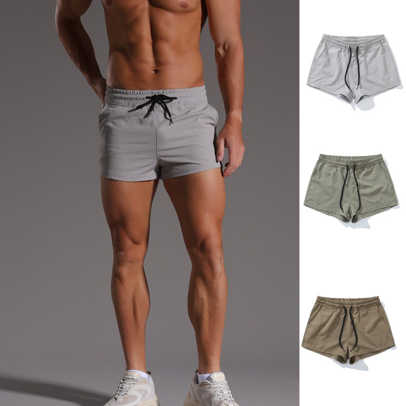 潮男士纯色速干超短裤运动休闲健身2分裤中性热裤沙滩裤做皱做旧